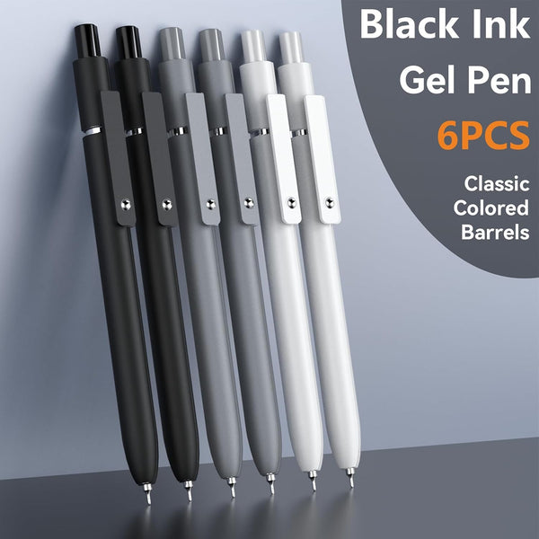 ACEES Gel Pens, 6 Pcs 0.5mm Fine Point Black Ink Pen With Smooth Writing, Office Desk Accessories, School Writing Supplies Gifts for Men Women,