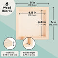 Bright Creations Wood Panels for Painting - 6 Pack, 6x6 in - Unfinished Square Wood Panels for Art & Craft Supplies - Smooth Pine Cradle Canvas