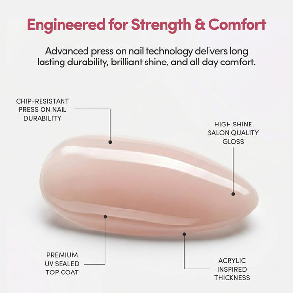 Glamnetic Press On Nails - French Peach | Super Short Round Fake Nails with Pastel Peach French Tips and Glossy Finish, Salon Quality | 15 Sizes -
