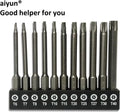 aiyun 11Piece Star Screwdriver Bit Set Shark Vacuum Security (75mm Length) 75mm Length (T6-T40)