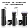Falliny Retractable Makeup Brush, 2 Pack Travel Kabuki Face Blush Brush, Portable Powder Foundation Sunscreen Brush with Cover for Blush, Bronzer,