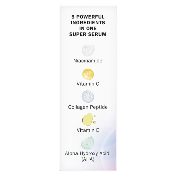 Olay Super Serum - Glow Serum for Face - Activated Niacinamide, Vitamin C & E, Collagen Peptide, AHA - 5-in-1 Benefits - Brightens, Hydrates,