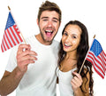 Small American Flags on Stick 5x8 Inch/12 Pack - Mini Ameirican Flags/Handheld American Wooden Stick Flag with Safe Spear Top for July 4th