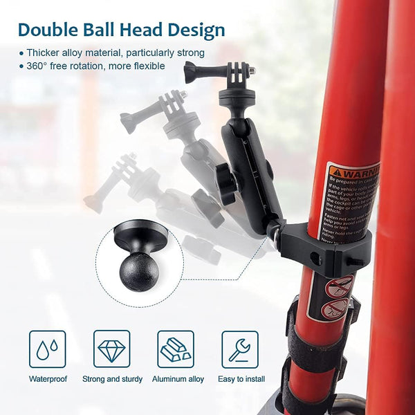 UTV ATV Camera Mount Holder 360Â°Gopro Roll Bar Mount Accessories Action Cameras Accessory for 1.75"-2" Roll Bar and Tube