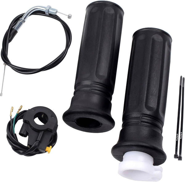 7/8" Twist Throttle Accelerator Handle Grips, 75" Throttle Cable With ON OFF Switch for Mini Bike 49cc 50cc 80cc 90cc 110cc 125cc 212cc Pit Bike