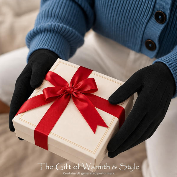 Achiou Winter Gloves Women, Touchscreen Lightweight Gloves, Warm Fleece Small Black