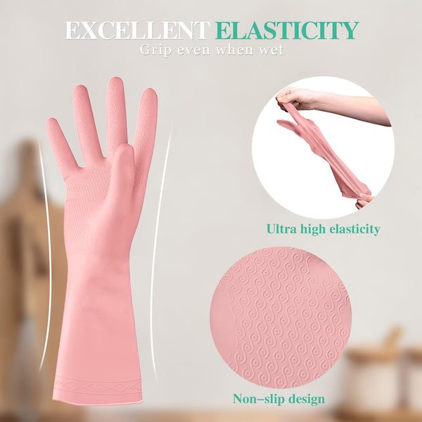 URSMART Reusable Household Gloves - Waterproof Rubber Latex Cleaning Laundry Gloves Dishwashing Gloves for Kitchen Dish Washing Laundry Cleaning