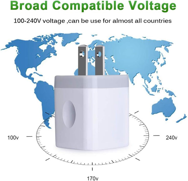 USB Plug, USB Wall Charger 3 Pack, Gigreen Dual Port Electrical Plug Wall Outlet Charger Cube 5V 2.1A Charging Block Compatible Iphone 16 15 14 13