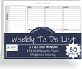 Weekly to Do List Notepad, 60 Page Task Planning Pad W/Daily Checklist, Priority Todo Checkbox & Notes. Desk Notebook to Organize Office 11 X 8.5