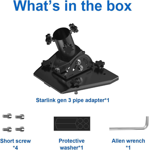Starlink Gen 3 Mount Kit- Pipe Adapter, Stainless Steel Pole Mount, Angle-Adjustable Starlink Mouting Kit for Gen 3 Roof Mounted Accessories (Fits