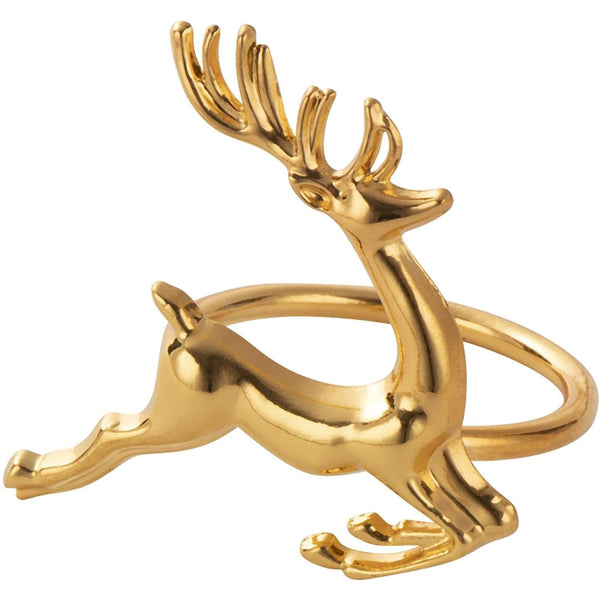 Juvale Heavy-Duty Gold Reindeer Napkin Rings - Reindeer Napkin Holder for Table Setting - Compatible with Gold & Vinyl Placemats - Table Decor