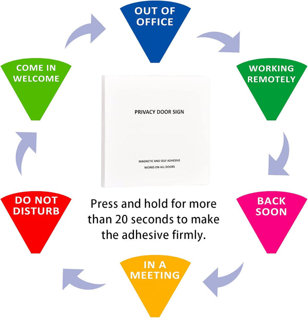 Privacy Door Sign, Do Not Disturb/Come in Welcome/Out of Office/In a Meeting/Back Soon/Working Remotely Sign, That Lets Others Know Whether You'Re