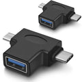 2 in 1 OTG Converter USB 3.0 to Micro USB and Type C Adapter | Female to Male and Male Connector, 2 Pack