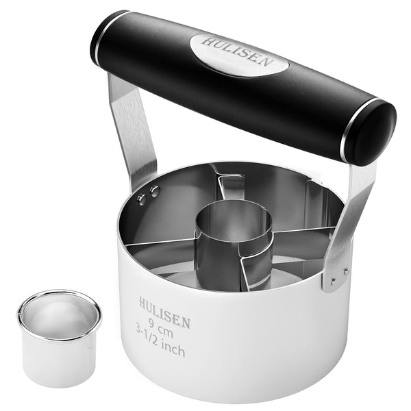 HULISEN Donut Cutter, 3.5 inch Stainless Steel Doughnut Cutter with Soft Grip Handle, and Small Biscuit Cutter, Professional Baking Dough Tools,