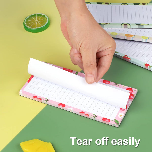 4 Pack Magnetic Notepads for Refrigerator, Grocery List Magnet Pad for Fridge, Fruit Design Magnetic Grocery List Pad for Fridge, Full Magnet Back