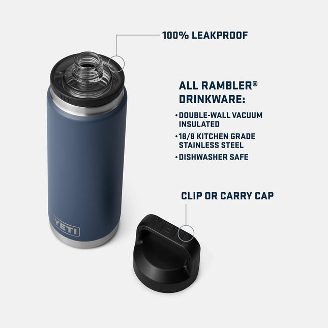 YETI Rambler 26 Oz Bottle, Vacuum Insulated, Leakproof, Stainless Steel with Chu