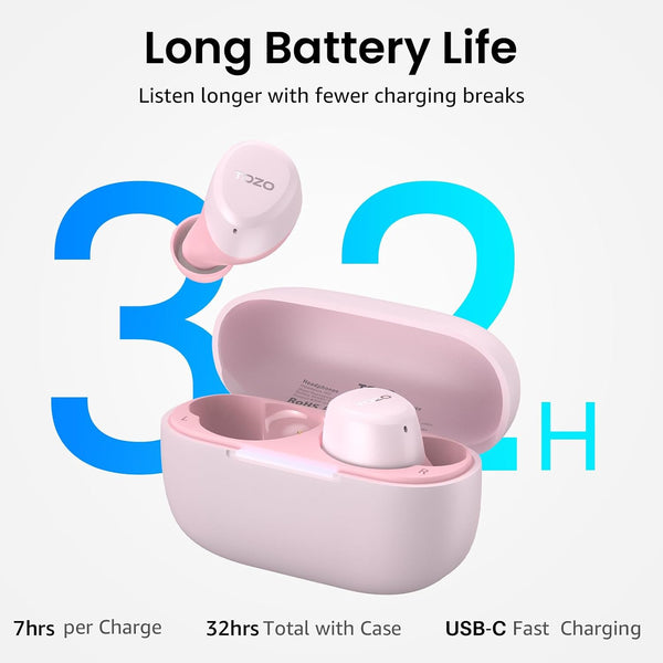 TOZO A1 Wireless Earbuds Bluetooth 5.3 Light Weight in Ear Headphones Rose Gold