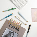 Linbsunne Ballpoint Pens Black Medium Point 1Mm Pen with Super Soft Grip Ball Point Pen for Men Women Retractable Pens (Gold-12 Pcs)