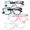 Henotin 4-Pack Blue Light Blocking Reading Glasses Women Men,Spring Hinge Computer Readers,Anti UV Ray Square Nerd Eyeglasses (Mixed Color, 1.25,