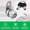 1 Pack Tool Box Lock with Keys, 5/8" Tubular Cam Lock Keyed Alike, Hook Cam Toolbox Locks Fits for Mailbox File Cabinet Drawer RV Storage Door