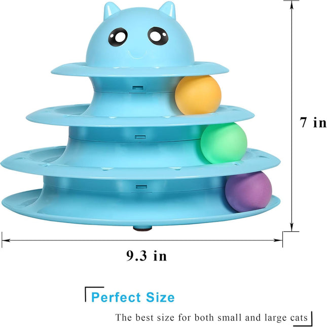 UPSKY Cat Toy Roller 3-Level Turntable Cat Toys Balls with Six Colorful Balls In