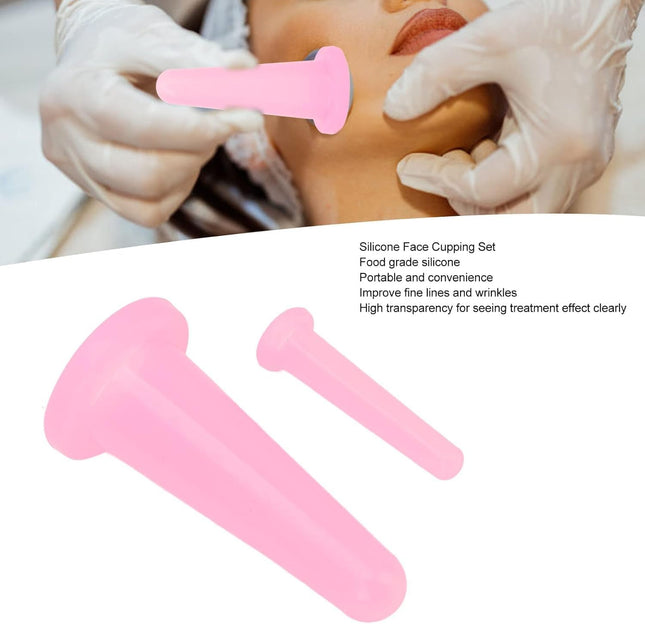 2Pcs Pink Cupping Set,Mini Silicone Face Cupping Set Vacuum Suction Massage Cups anti Cup Facial Cupping Set for Adults,