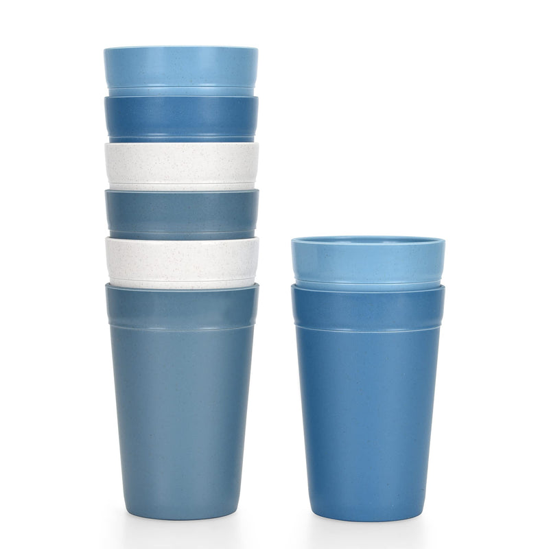 Homestockplus 16 Oz Tumbler Cups,Unbreakable Drinking Cups Microwave and Dishwasher Safe BPA Free Reusable Cup【Set of 8】 8 x 16 OZ Gradient Blue Grey