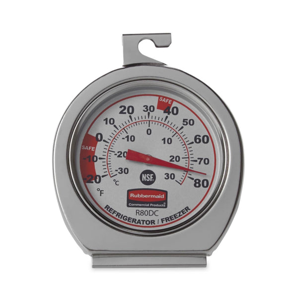 Rubbermaid Commercial Products Thermometer, Classic Large Mechanical Dial, Chrome, Extreme Temperature Range for Use in