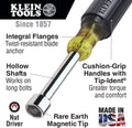Klein Tools 630-1/4M Nut Driver, 1/4-Inch Magnetic Tip Nut Driver with 3-Inch Hollow Shaft, Cushion Grip Handle 1/4-Inch Tip 3-Inch Shaft 1/4-Inch Tip