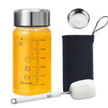 Glass Juice Bottles 16 Oz - Wide Mouth Glass Water Bottles with Lids and Sleeve- for Juicing, Smoothies, Milk, Protein, Reusable, Stainless Steel