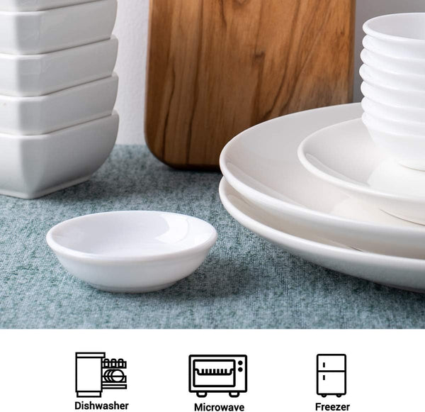 DELLING Dipping Bowls Sets of 12 1.2 Oz Porcelain Dip Soy Sauce Dishes & Bowl Small Cups for Sushi Tomato Sauce, Soy, BBQ -Chip and Dip Serving
