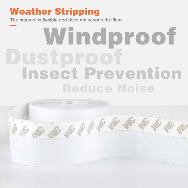 26 Feet Silicone Seal Strip,Door Weather Stripping Door Seal Strip Window Seal Silicone Sealing Tape for Door Draft Stopper Adhesive Tape (White,