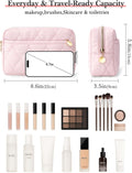 Noozion Makeup Bag Travel Toiletry Bag, Puffy Padded Cosmetic Bag for Women, Makeup Organizer Case, Wide-open Pouch Purse, Travel Essentials Black