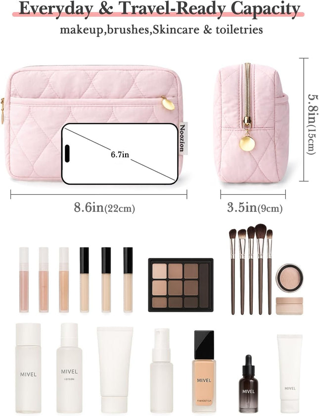 Noozion Makeup Bag Travel Toiletry Bag, Puffy Padded Cosmetic Bag for Women, Mak