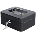 Jssmst Locking Medium Steel Cash Box with Money Tray,Lock Box,Black Black M(7.87")