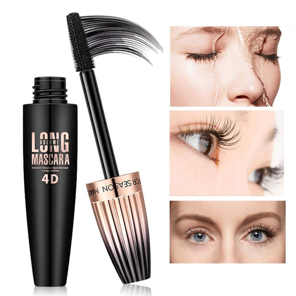 4D Fiber Eyelash Mascara, Natural Waterproof Lasting Lash Mascara Black Volume, Lengthening Thickening Softer Fuller Lashes Amplify Eyelash Primer