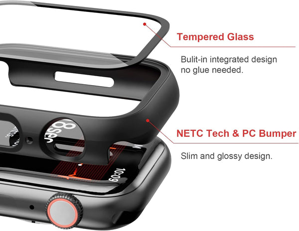 2 Pack Case with Tempered Glass Screen Protector for Apple Watch SE3(2025) SE2 Series 6/5/4/SE 40mm,JZK Slim Guard Bumper Full Coverage Hard PC