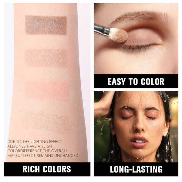 4 Colors Deep Rose Soft Pink Beige Brown Eye Shadow Palette Makeup, Neutral Matte Shimmer Eyeshadow Palette for Women Highly Pigmented Waterproof,