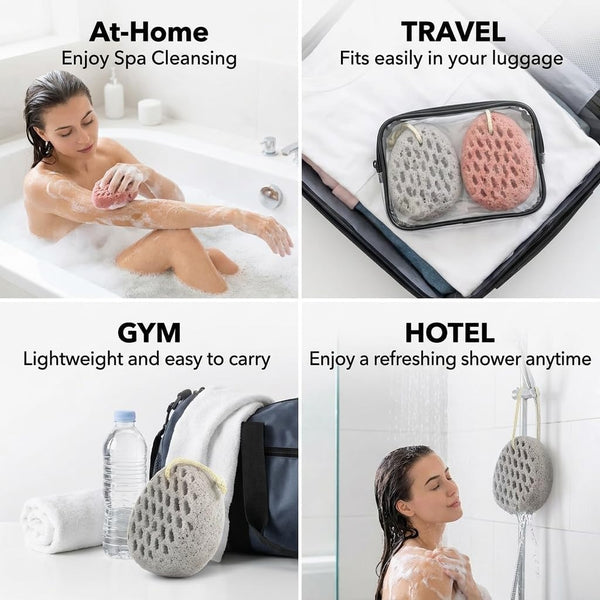 BAIMEI IcyMe Body Bath Sponge for Shower – Soft & Exfoliating, 2-Pack | Soft, Durable & Skin-Friendly Exfoliating Loofah Sponge, Easy To Grip,