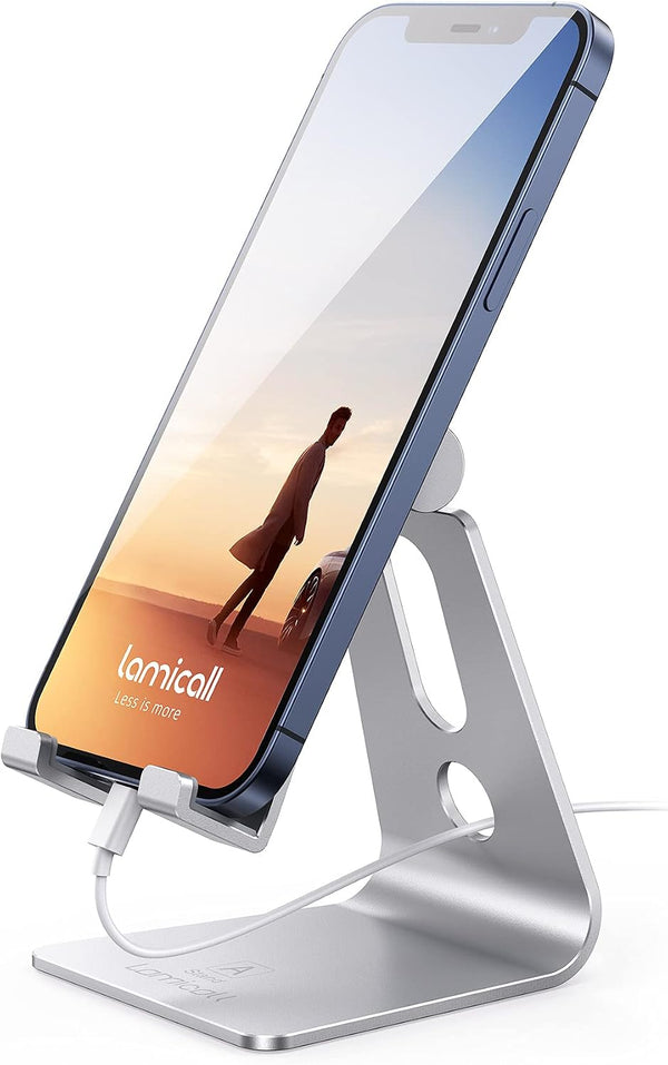 Lamicall Adjustable Cell Phone Stand, Desk Phone Holder, Cradle, Dock, for iPhone 16 15 14 13 12 Mini 11 Pro Xs Max XR X 8 7 6 Plus SE, Office