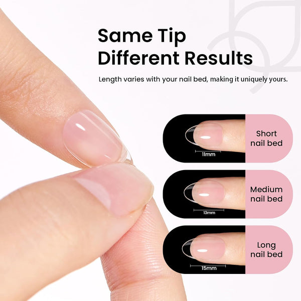 Beetles Gel Nail Kit Short Almond, with Dehydrator and Primer | 576Pcs Half Matte Etch-X Gel Nail Tips Solid Nail Glue Mini Lamp Acrylic Tips DIY