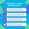 FIRST DAY Vitamins for Teens - Teen Multi Vitamins for Girls & Boys 12-17, Organic Fruit & Veggie Blend - 12 Key Nutrients: Vitamins A, B1, B2,