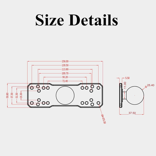 BRCOVAN 1'' Ball Fish Finder Mount, Aluminum Alloy Universal Marine Electronic Plate, Fit for RAM Mounts B Size 1 Inch Ball Double Socket Arm, Fit