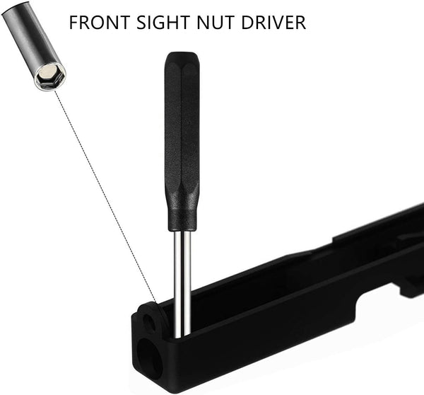 HEKAGURA Tools Kit for Glock, Front Sight Remove Pin Punch Magazine Disassembly Tools for Glock 17 19 19x 26 27 43 43x Accessories Black