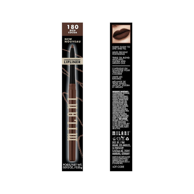 Milani Understatement Lipliner Pencil - Highly Pigmented Retractable Soft, Easy 