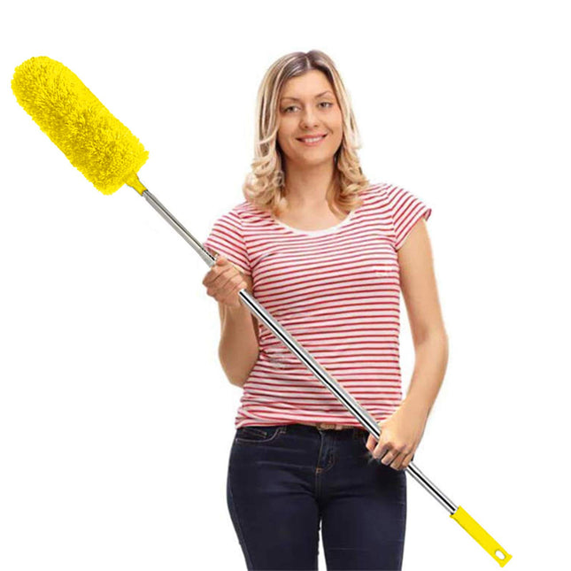 DELUX Microfiber Feather Duster Extendable Cobweb Duster with 100 inches Extra Long Pole, Bendable Head & Scratch-Resist