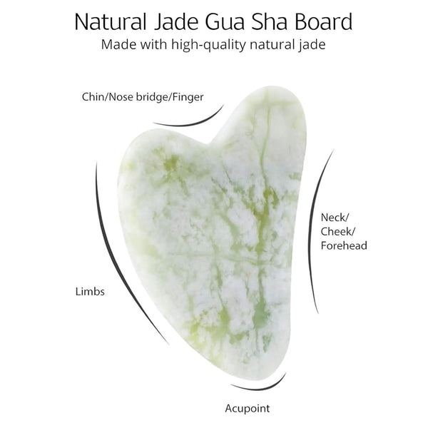 BAIMEI Jade Roller & Gua Sha Set Face Roller and Gua Sha Facial Tools for Skin Care Routine and Puffiness, Self Care Gift for Men Women - Light Green
