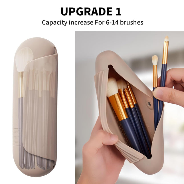 Silicone Makeup Brush Holder Travel Cosmetic Bag：Soft Portable Cosmetic Face Brushes Holder with Upgrade Anti-Fall Out M
