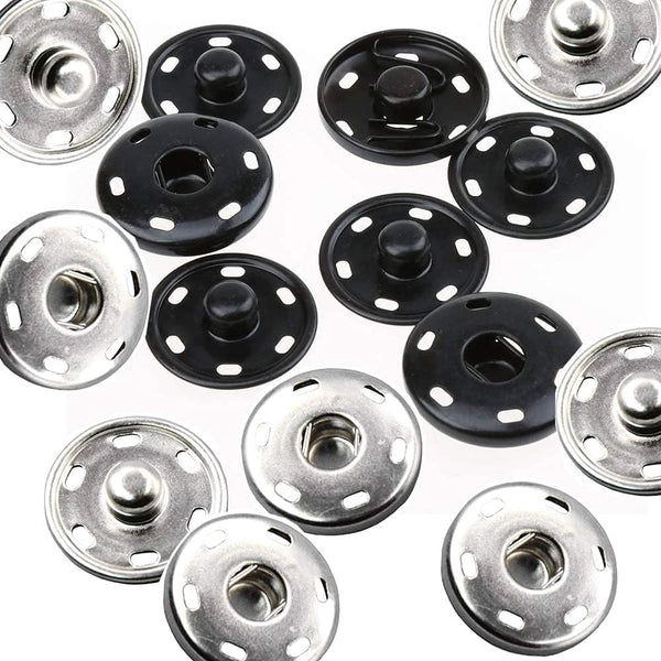 JOSDIOX Large Snaps for Sewing Big Sew on Snap Large Buttons 12 Sets Big Metal Snap Fastener Buttons Press Button for Sewing Clothing Silvery and