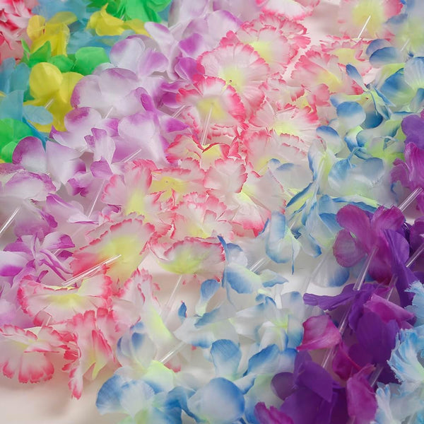 50Pcs Hawaiian Leis for Luau Party Bulk, Luau Leis Lays Necklace Hawaiian Party Supplies for Adults and Kids, Hawaiian Flower Leis for